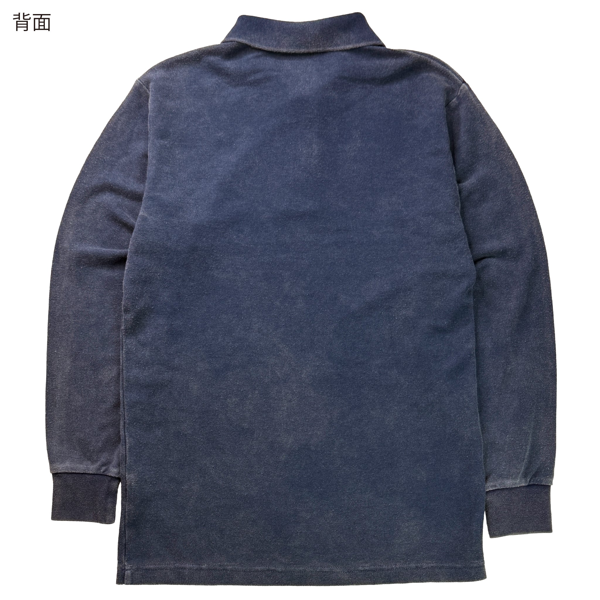 倉敷染　デニム調ヘビーウェイト長袖ポロシャツ【5F-210DNM】