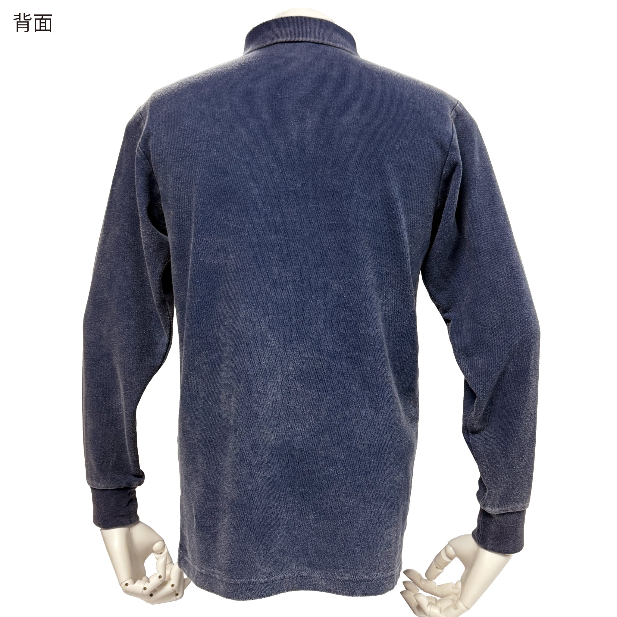 倉敷染　デニム調ヘビーウェイト長袖ポロシャツ【5F-210DNM】