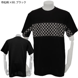 半袖Tシャツ プリント 畳縁横ライン 麻の葉・市松柄【5P-3021TKA・TKI】