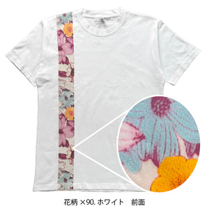 半袖Tシャツ プリント 畳縁ライン 花・家紋柄【5P-3021TKF・TKK】