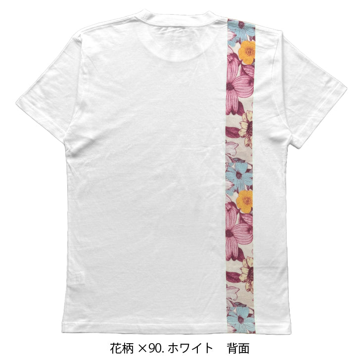 半袖Tシャツ プリント 畳縁ライン 花・家紋柄【5P-3021TKF・TKK】