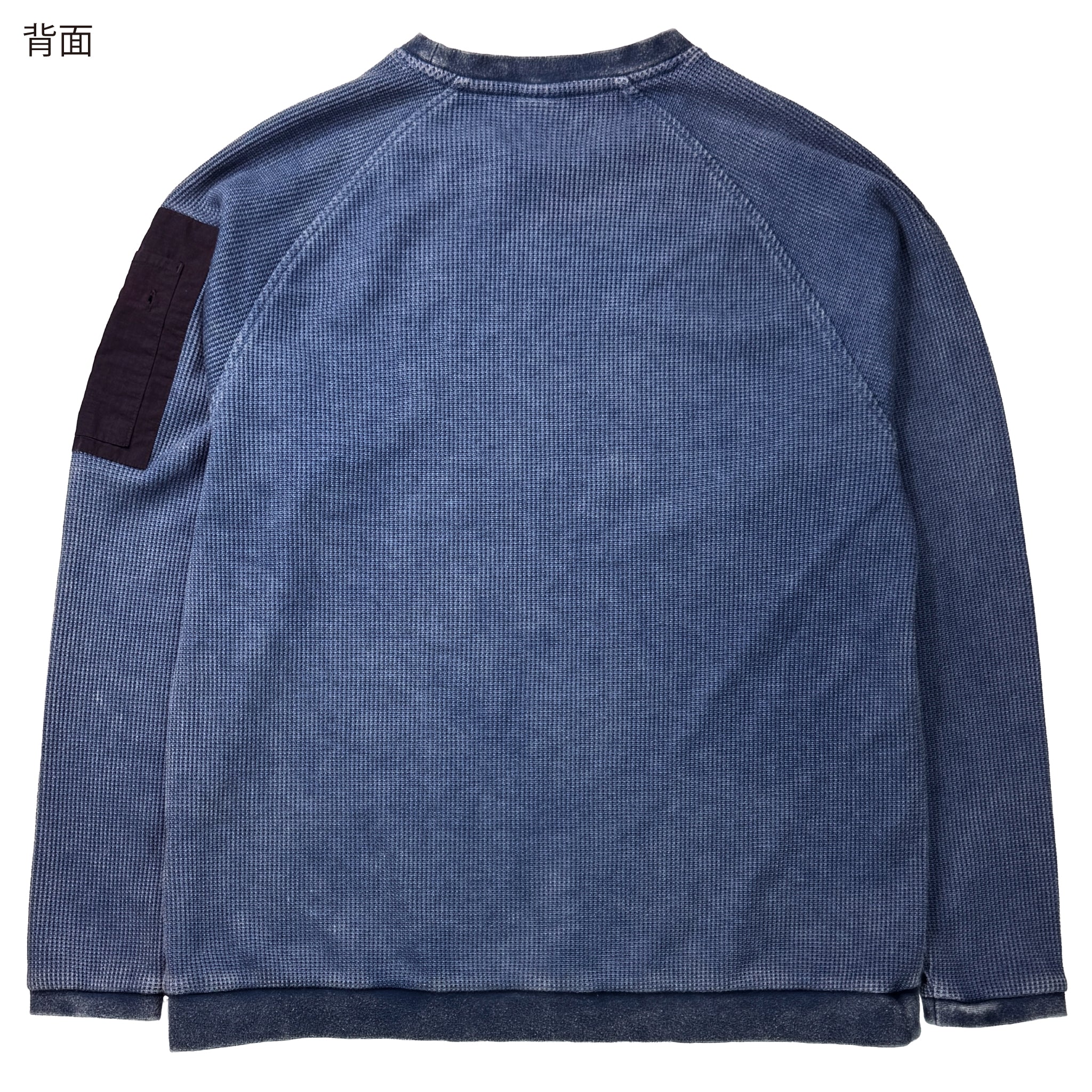 倉敷染　デニム調ワッフル長袖Ｔシャツ【5F-8131DNM】