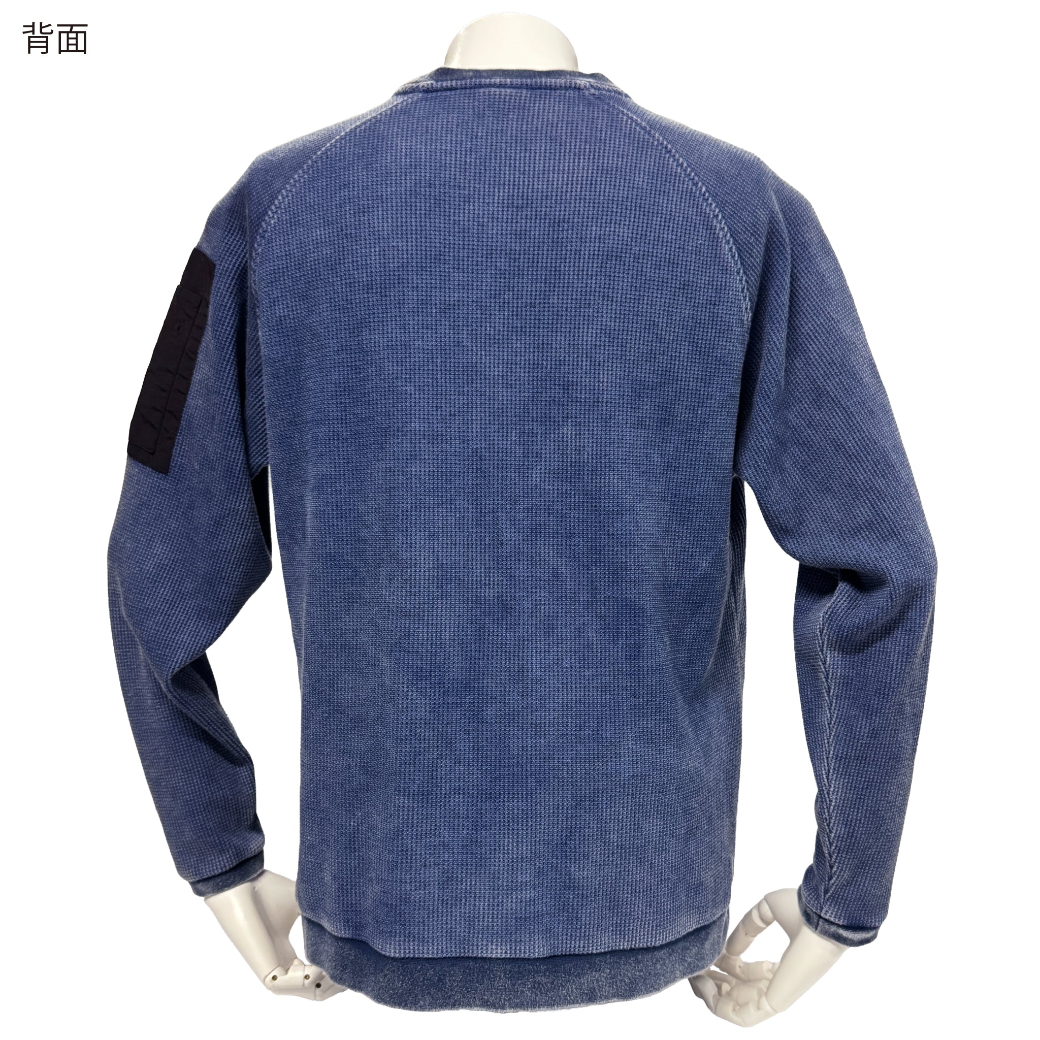 倉敷染　デニム調ワッフル長袖Ｔシャツ【5F-8131DNM】