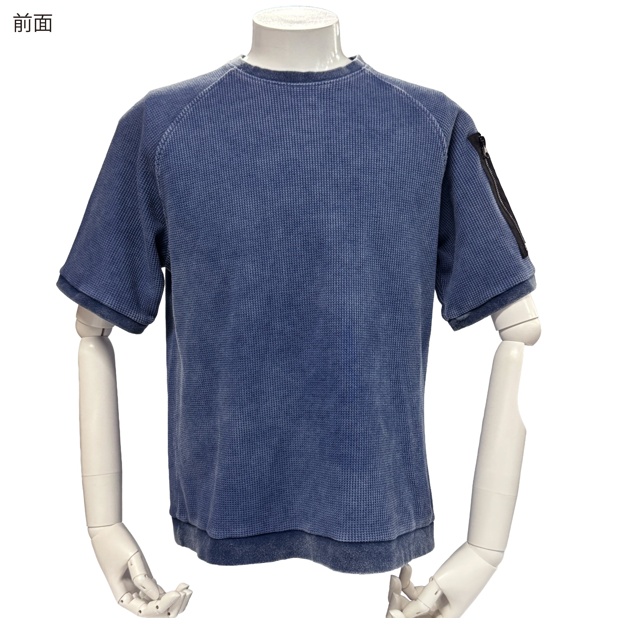 倉敷染　デニム調ワッフル半袖Ｔシャツ【5S-8130DNM】