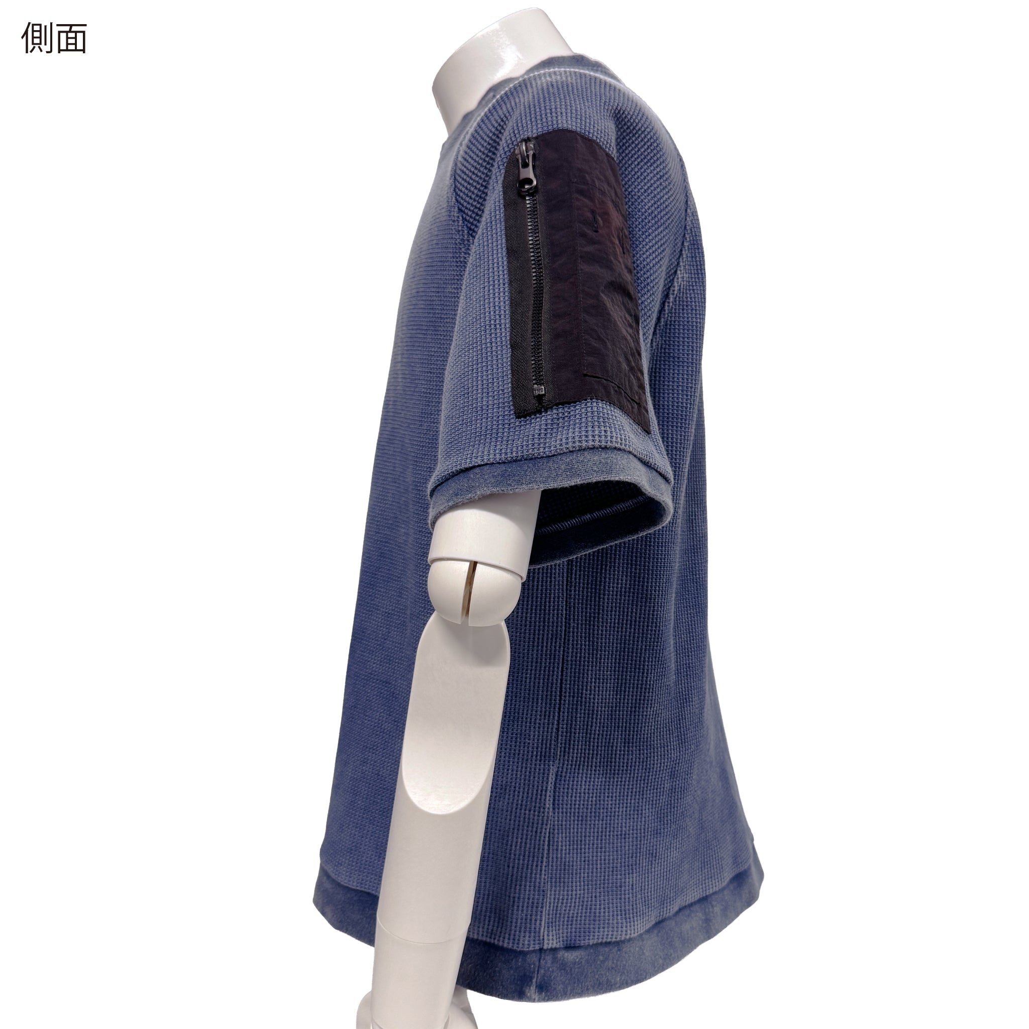 倉敷染　デニム調ワッフル半袖Ｔシャツ【5S-8130DNM】