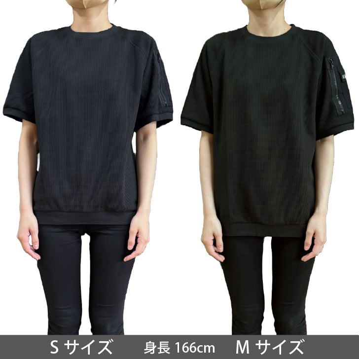 8130 帯電防止ワッフル半袖Ｔシャツ(CLALAFORﾈｰﾑ付)【5P-8130】